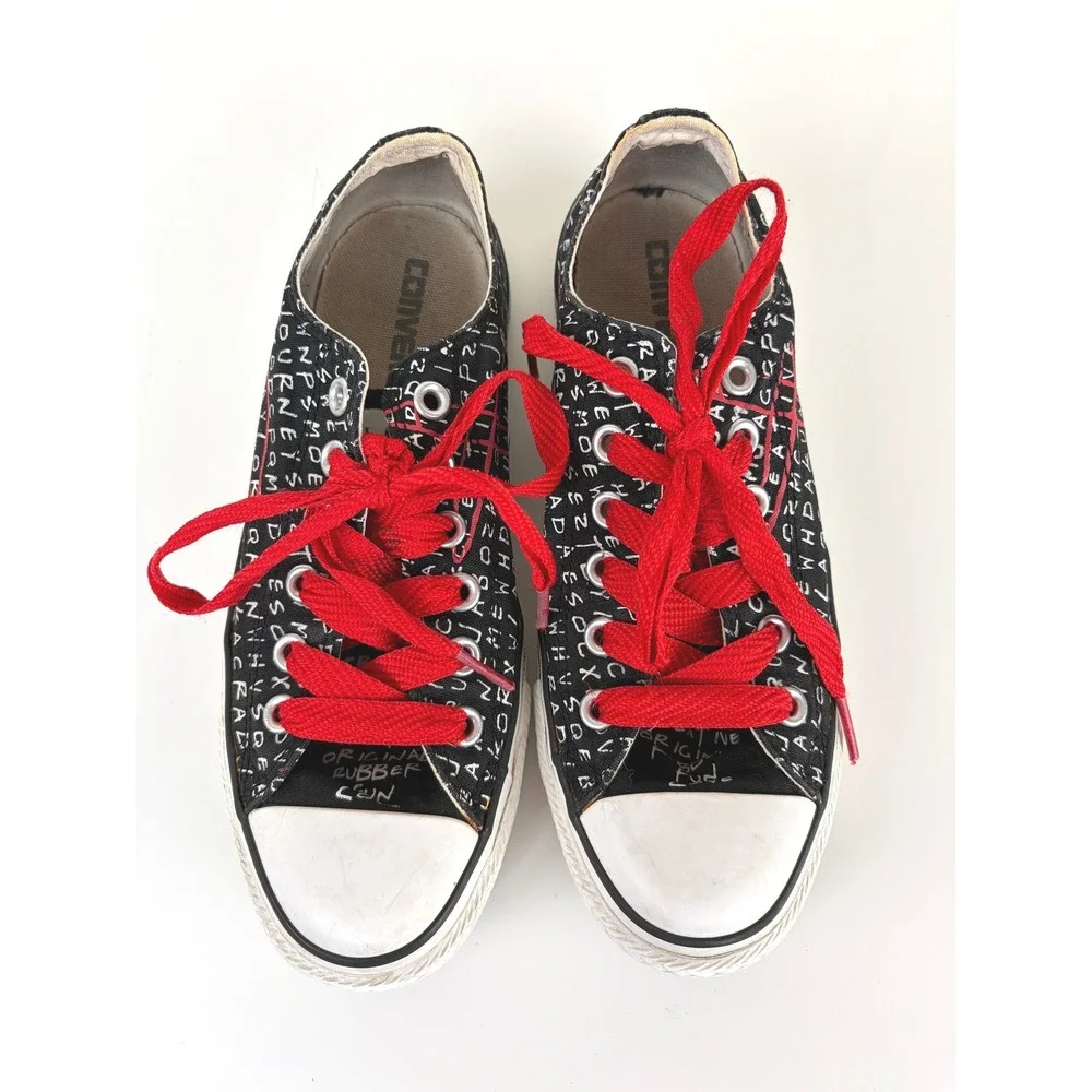 Converse All Star Alphabet Print Low Top Sneakers Red Black Women's 7